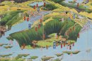 「源平古戦場 屋島壇の浦を中心とせる香川県名所鳥観図」昭和26年、当館蔵