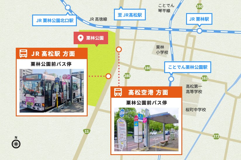 栗林公園前バス停MAP