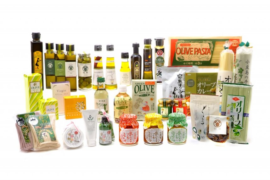 小豆島には数多くのオリーブ製品が揃う