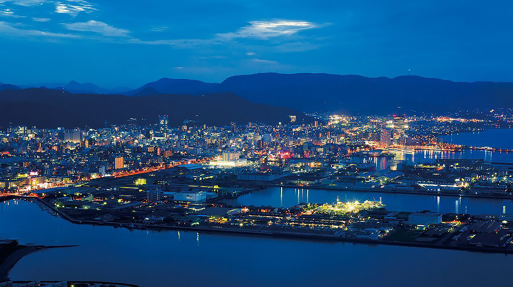 从狮子灵岩眺望高松夜景